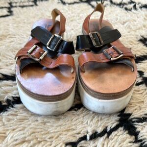 Maison Margiela MM6 Leather Platform Sandals, Size 10